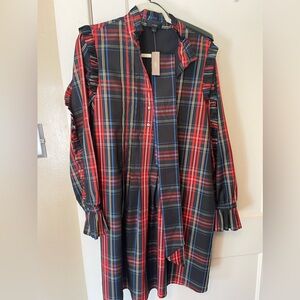 J Crew tartan dress/shirt with tie belt brand new with tags